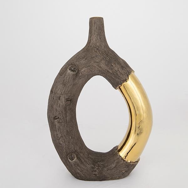 Vaso in ceramica 38,5x26,5x9,5 cm marrone/oro