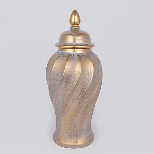 Vaso in ceramica 40,8x17,5 cm oro/grigio