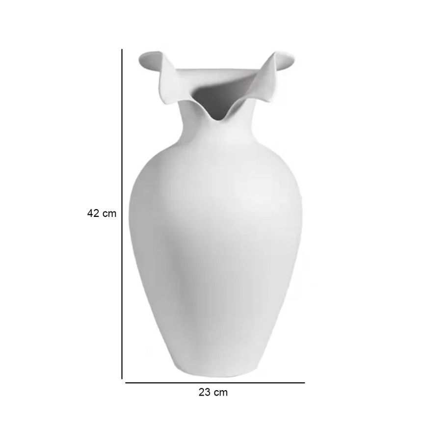 Vaso in ceramica 41,5x23 cm bianco
