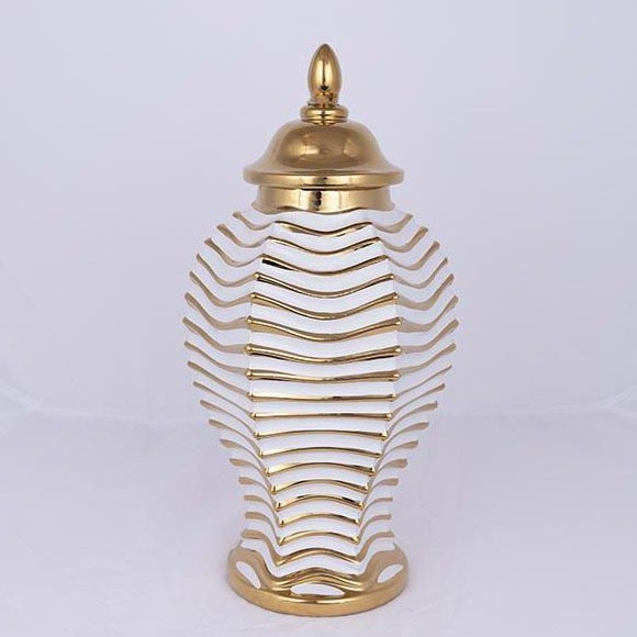 Vaso in ceramica 42,2x21,1 cm oro/bianco