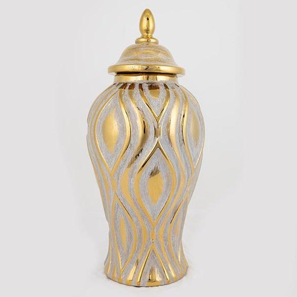 Vaso in ceramica 42,6x18,8 cm oro/argento