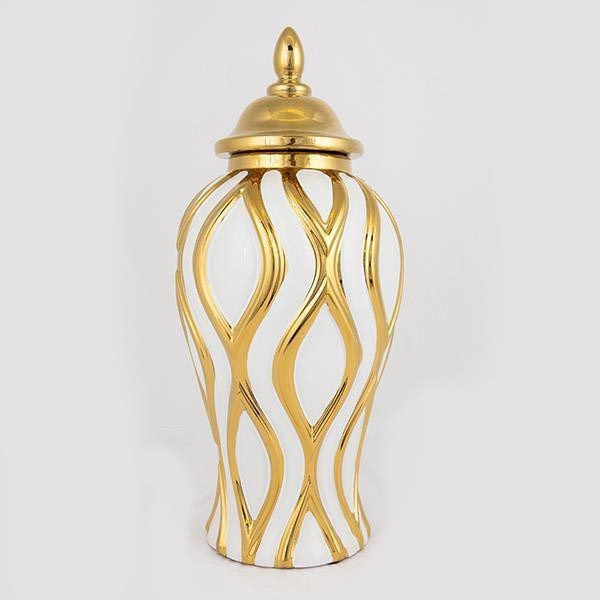 Vaso in ceramica 42,6x18,8 cm oro/bianco