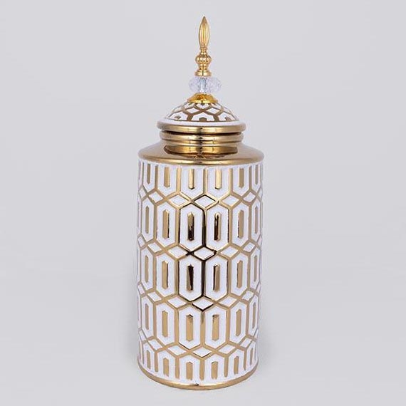 Vaso in ceramica 45,7x16,9 cm oro/bianco