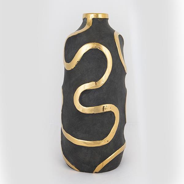 Vaso in ceramica 45x19,5 cm oro/nero
