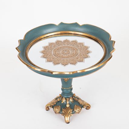 Vassoio decorativo diametro 24,7 cm verde/oro
