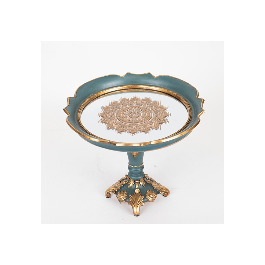 Vassoio decorativo diametro 24,7 cm verde/oro
