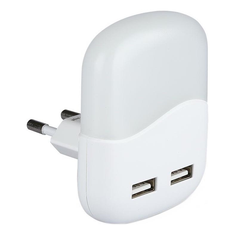 Veilleuse à brancher avec détecteur de crépuscule 2xUSB LED/0,45W/230V 3000K