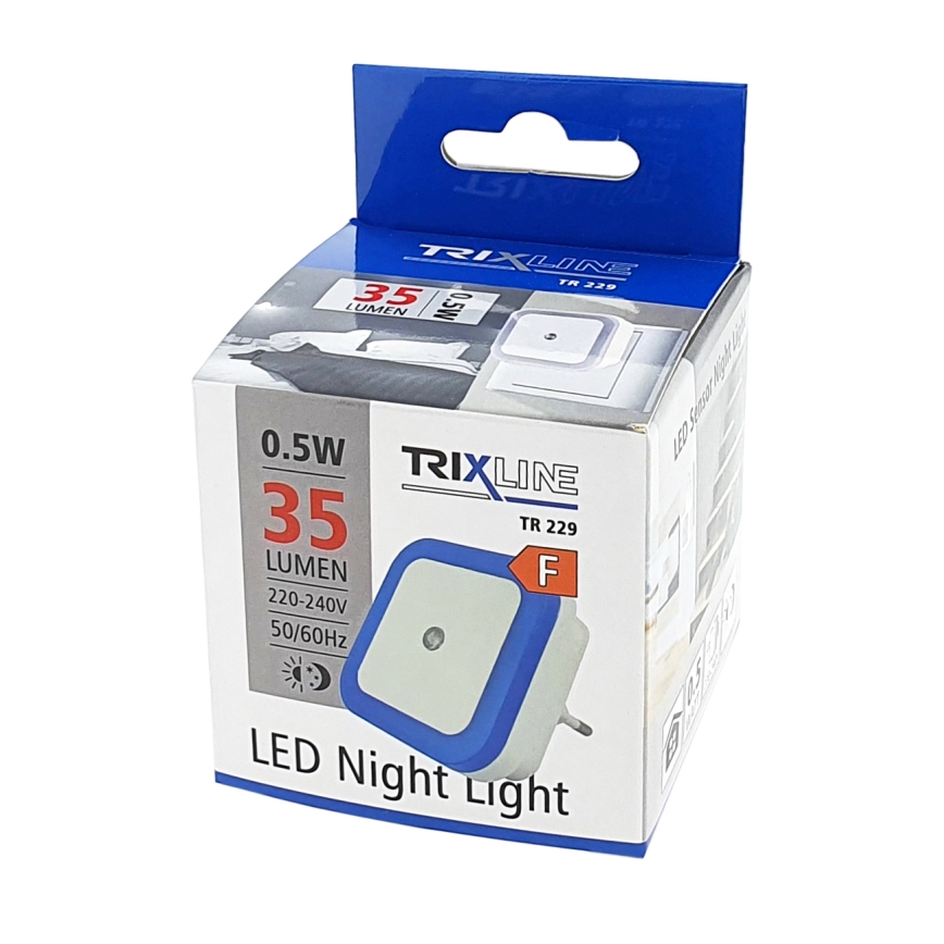 Veilleuse avec détecteur LED/0,5W/230V bleu