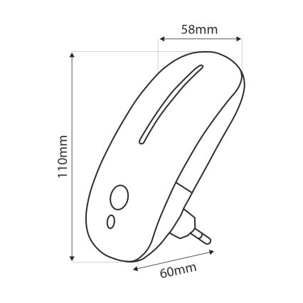 Veilleuse avec détecteur LED/1W/230V blanc