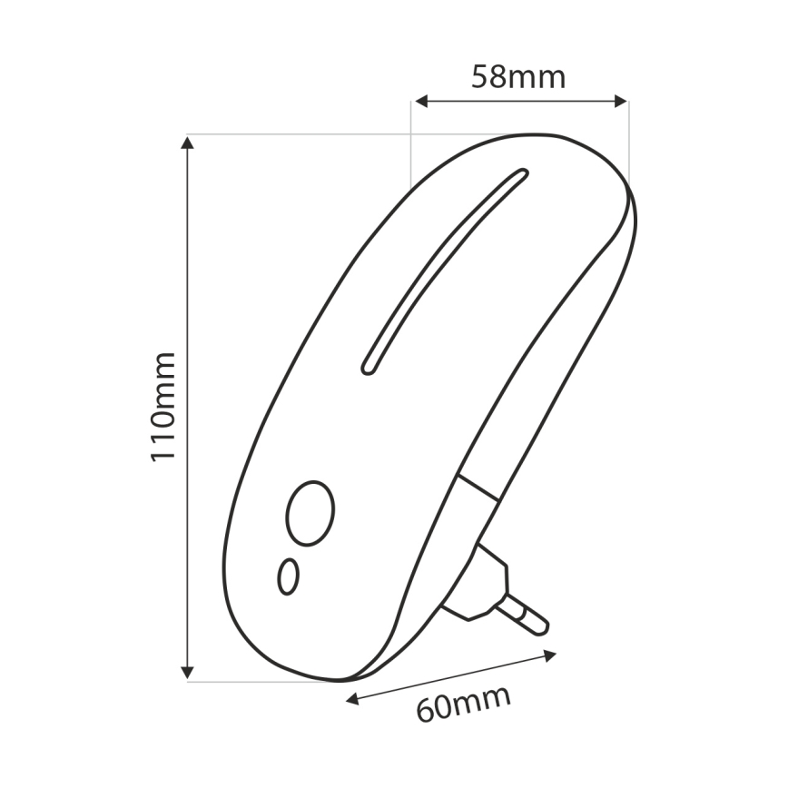 Veilleuse avec détecteur LED/1W/230V blanc