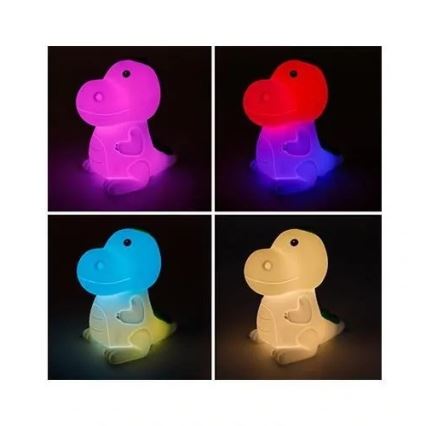 Veilleuse rechargeable LED RGBW à intensité variable pour enfants LED/2,5W/5V 3000K 1200 mAh au motif dinosaure