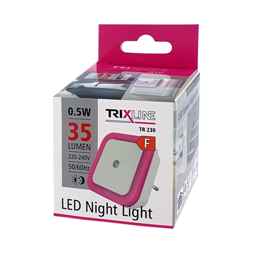 Veilleuse LED avec capteur crépusculaire LED/0,5W/230V rose
