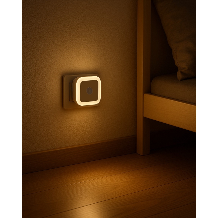 Veilleuse LED avec capteur de mouvement et capteur crépusculaire LED/0,5W/230V blanche
