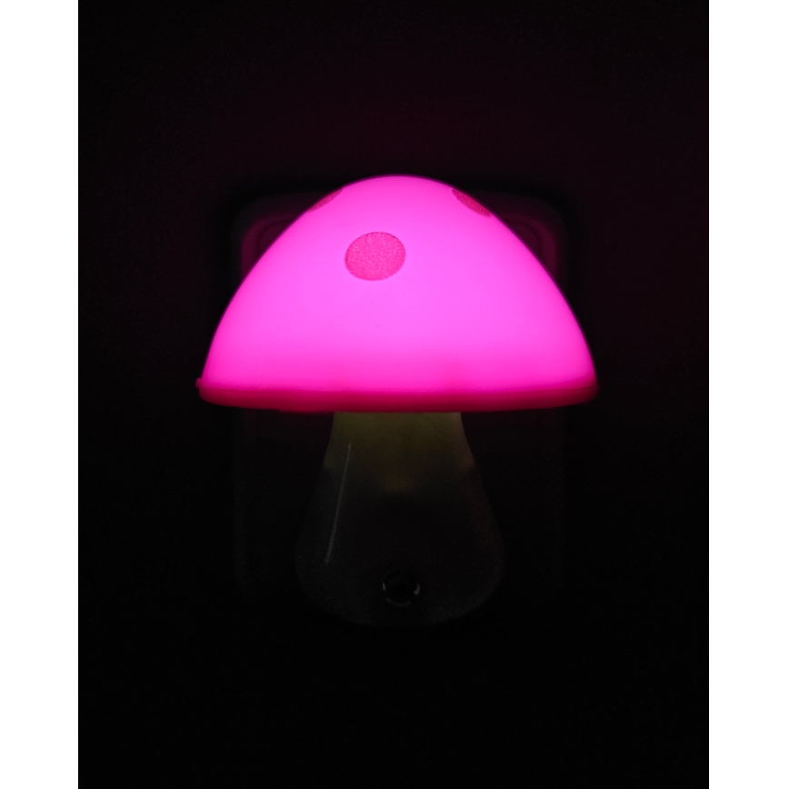 Veilleuse pour enfants avec détecteur crépusculaire LED/0,5W/230V champignon vénéneux