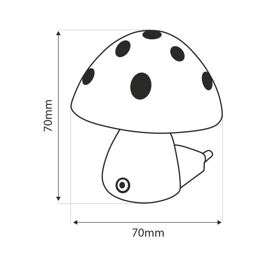 Veilleuse pour enfants avec détecteur crépusculaire LED/0,5W/230V champignon vénéneux