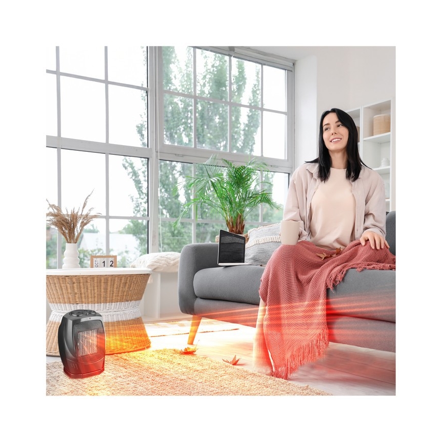 Ventilateur avec élément chauffant en céramique RIN 1500W/230V noir