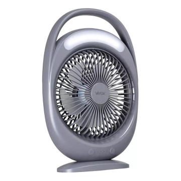 Ventilateur de bureau rechargeable avec éclairage LED LED/2,8W/5V USB 2400 mAh gris