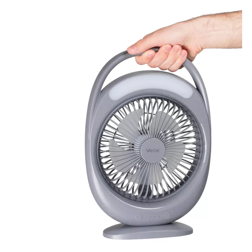 Ventilateur de bureau rechargeable avec éclairage LED LED/2,8W/5V USB 2400 mAh gris
