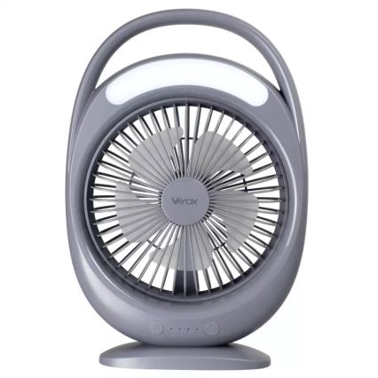 Ventilateur de bureau rechargeable avec éclairage LED LED/2,8W/5V USB 2400 mAh gris