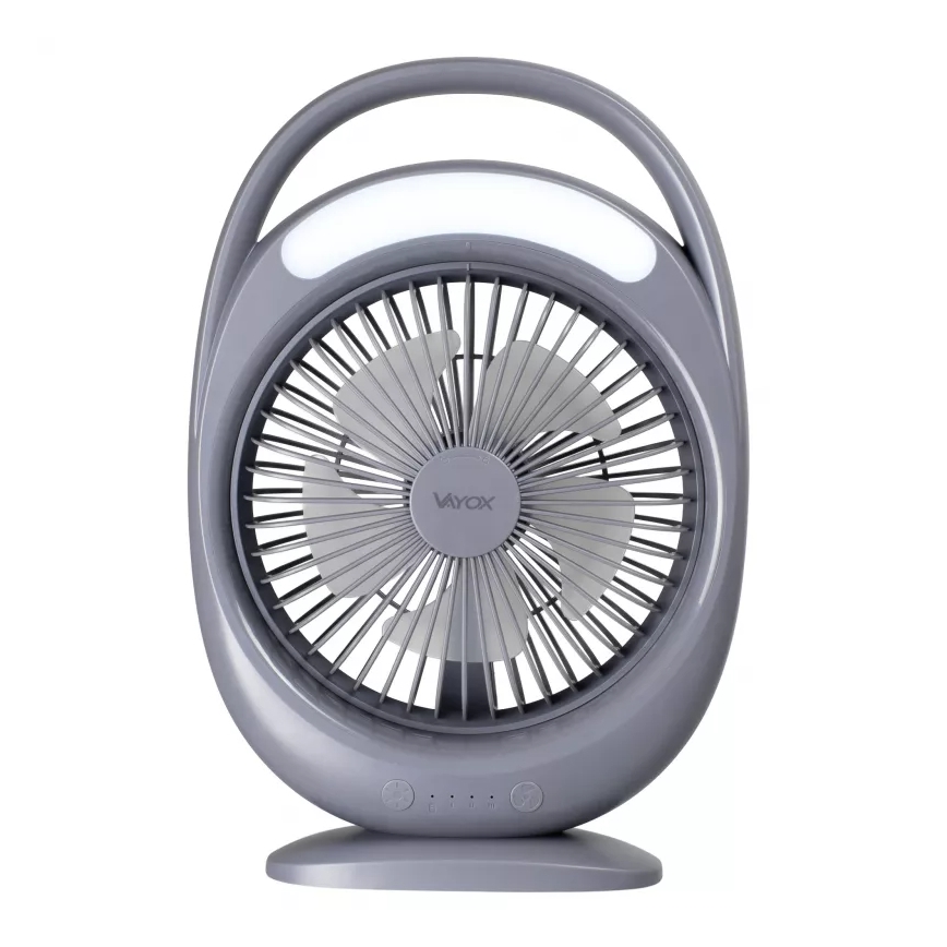 Ventilateur de bureau rechargeable avec éclairage LED LED/2,8W/5V USB 2400 mAh gris