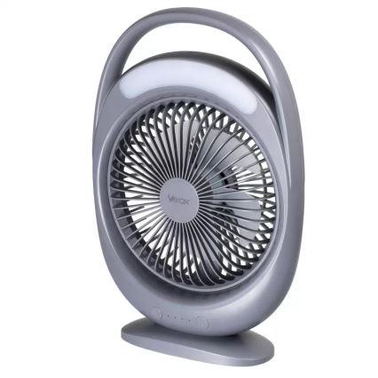 Ventilateur de bureau rechargeable avec éclairage LED LED/2,8W/5V USB 2400 mAh gris