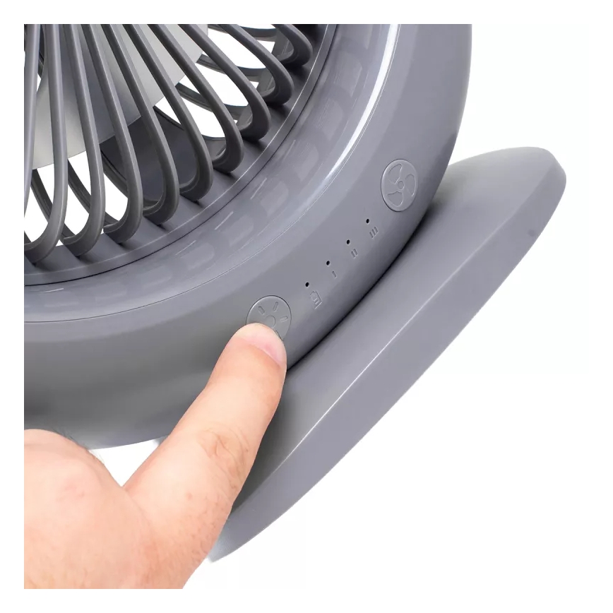 Ventilateur de bureau rechargeable avec éclairage LED LED/2,8W/5V USB 2400 mAh gris