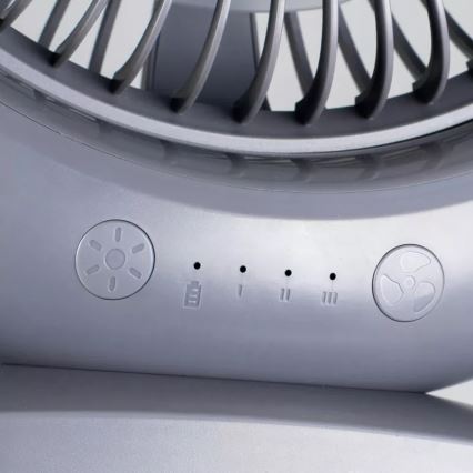 Ventilateur de bureau rechargeable avec éclairage LED LED/2,8W/5V USB 2400 mAh gris