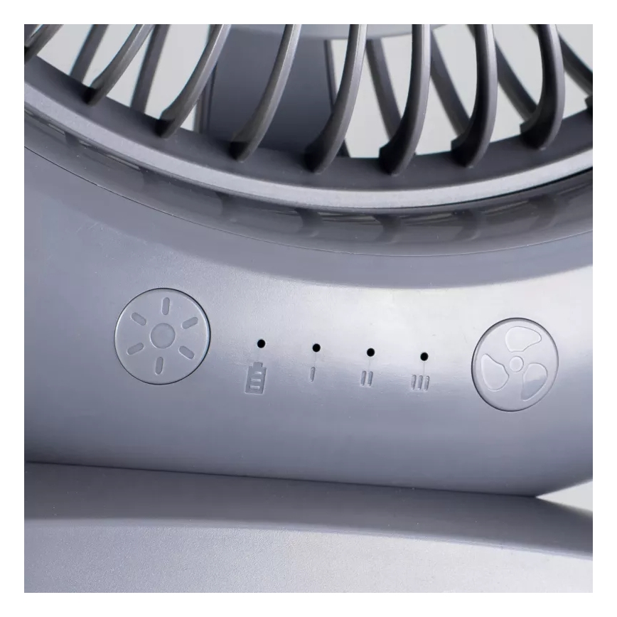 Ventilateur de bureau rechargeable avec éclairage LED LED/2,8W/5V USB 2400 mAh gris