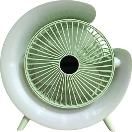 Ventilateur de bureau rechargeable LED RGB 5W/5V 1200 mAh, vert