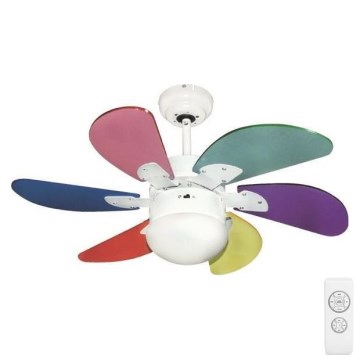 Ventilateur de plafond 1xE27/70W/230V d. 90 cm coloré + télécommande