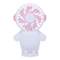 Ventilateur de poche rechargeable 4,5 W / 5 V, 500 mAh — blanc/rose