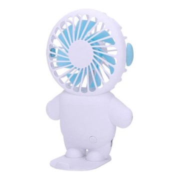 Ventilateur de poche rechargeable 4,5W/5V 500 mAh blanc/bleu
