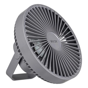 Ventilateur de table rechargeable avec éclairage LED/2W/5V USB 2400 mAh gris