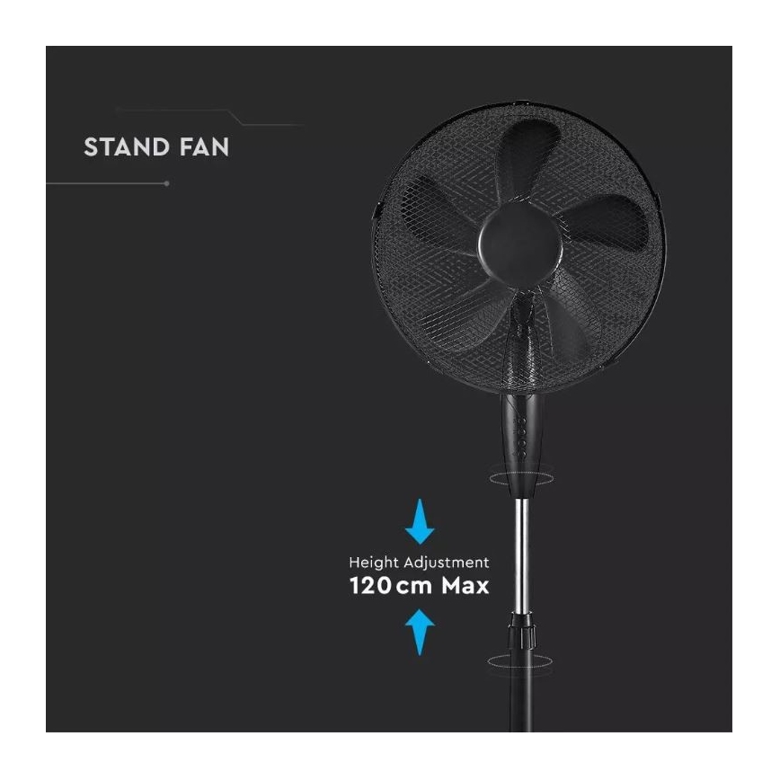Ventilateur sur pied d. 43cm 55W/230V noir