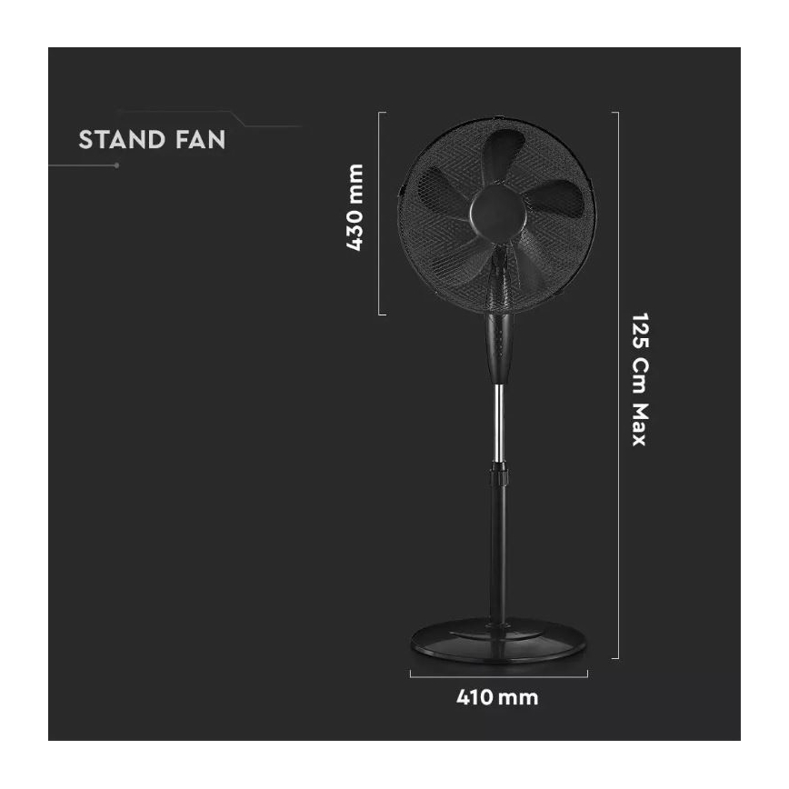 Ventilateur sur pied d. 43cm 55W/230V noir