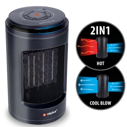 Ventilator mit Heizelement 600/1200W/230V schwarz