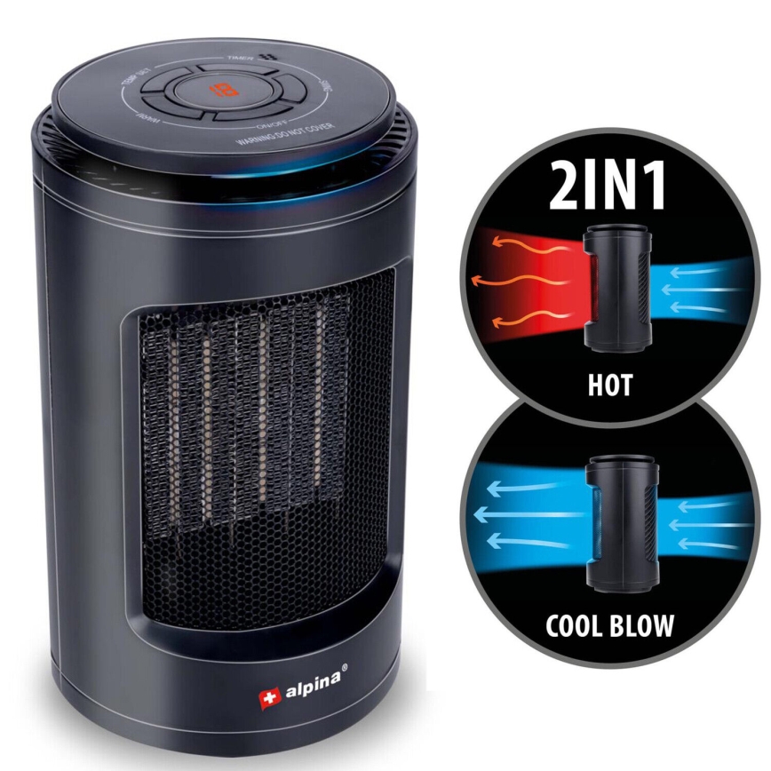 Ventilator mit Heizelement 600/1200W/230V schwarz