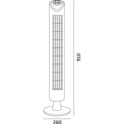 Ventilatore a torre LISSE 45W/230V 91,4 cm nero + telecomando