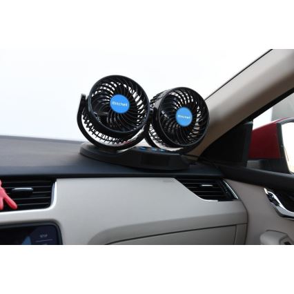 Ventilatore da cruscotto per auto con termometro 9W/12V nero