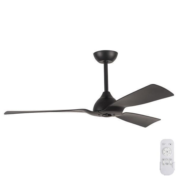 Ventilatore da soffitto diam. 132 cm IP44 nero + telecomando