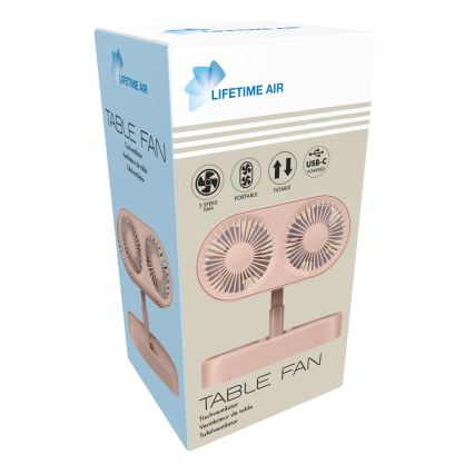 Ventilatore da tavolo ricaricabile 3,7 V 1200 mAh rosa