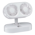 Ventilatore da tavolo ricaricabile 3,7 V, batteria 1200 mAh, bianco