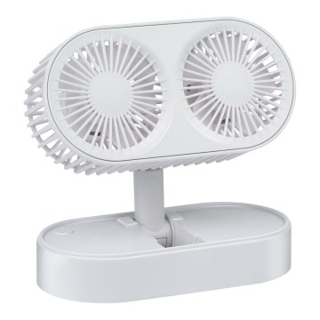 Ventilatore da tavolo ricaricabile 3,7 V, batteria 1200 mAh, bianco
