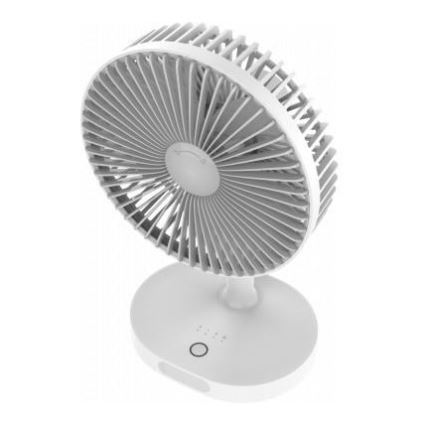 Ventilatore da tavolo ricaricabile 3000mA/3,7V USB 3 livelli di potenza grigio / bianco