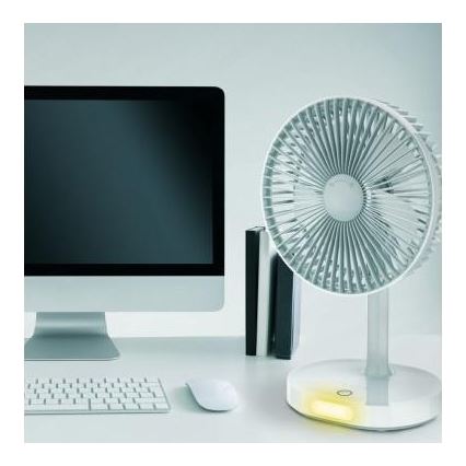 Ventilatore da tavolo ricaricabile 3000mA/3,7V USB 3 livelli di potenza grigio / bianco