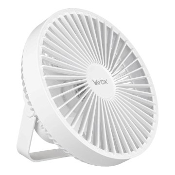 Ventilatore da tavolo ricaricabile a LED con illuminazione LED/2W/5V USB 2400 mAh bianco