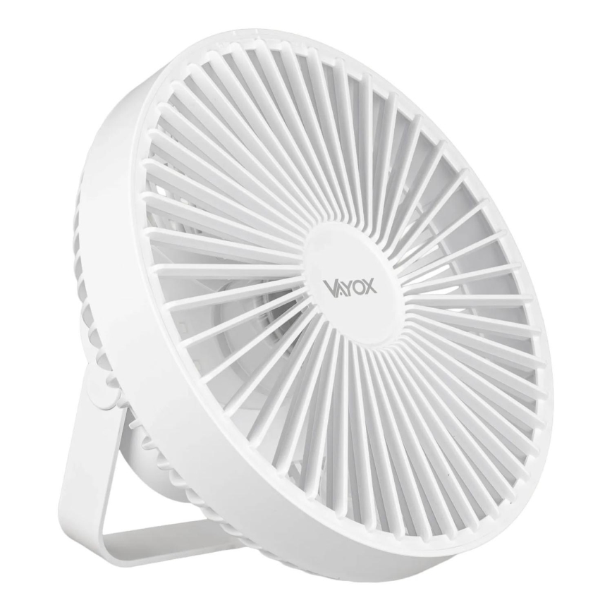 Ventilatore da tavolo ricaricabile con illuminazione a LED LED/2W/5V USB 2400 mAh bianco