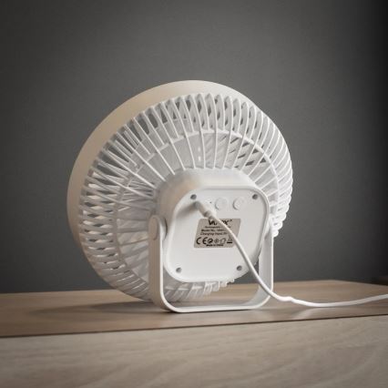 Ventilatore da tavolo ricaricabile con illuminazione a LED LED/2W/5V USB 2400 mAh bianco