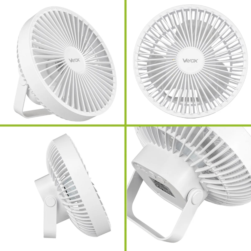 Ventilatore da tavolo ricaricabile con illuminazione a LED LED/2W/5V USB 2400 mAh bianco