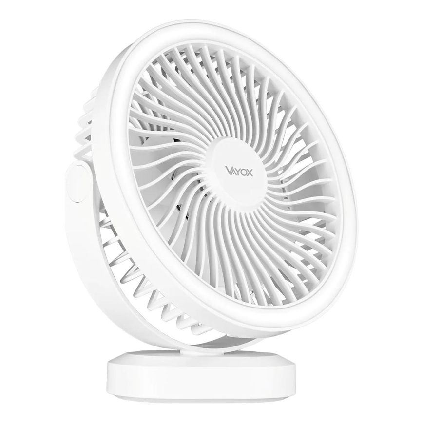 Ventilatore da tavolo ricaricabile con illuminazione a LED LED/3W/5V USB 2400 mAh bianco
